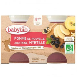 BABYBIO Petits Pots Pomme/Myrtille Bio 2x130g - Parapharmacie en Ligne