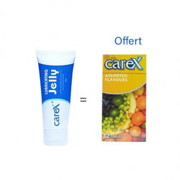 CAREX GEL LUBRIFIANT JELLY 60G Achete + CAREX PRESERVATIF AROMATISÉ X12 OFFERT - Parapharmacie en Ligne