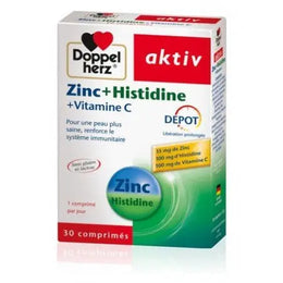 DOPPELHERZ AKTIV ZINC + HISTIDINE + VITAMINE C, 30 COMPRIMÉS - Parapharmacie en Ligne