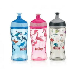 NUBY Gobelet anti-goutte sportif Pop-up imprimé en Tritan avec couverle 360ml  +18mois   - NV0414025