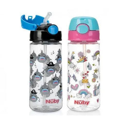 NUBY Goblet paille souple et bouton push en Tritan 540 ml  +3 ans  - 20-NV0414023