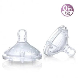 NUBY Lot de 2 tétines en Silicone pour biberons à col large anti-colique +0m  ID0015