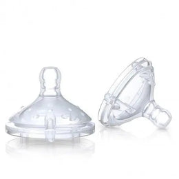 Nûby Lot de 2 tétines de remplacement Softflex en Silicone à débit rapide +6m (Bib Col Large) Réf : ID0017