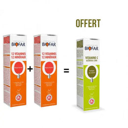 Pack 2x BIOFAR 12 VITAMINES 12 MINERAUX 20 CPS Achetes + BIOFAR VITAMINE C ACEROLA 500 20 CAPSULES Offert