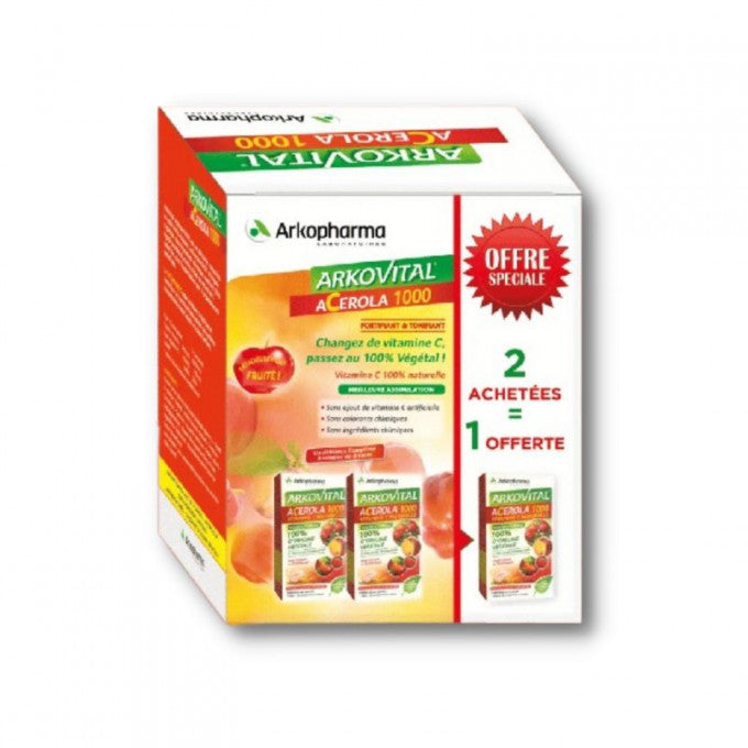 Arkopharma  Pack Acerola 1000 2+1 offre - Parapharmacie Bien-etre